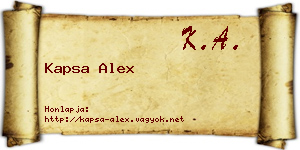 Kapsa Alex névjegykártya